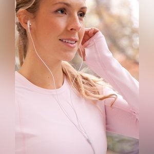 Lululemon Run Back On Track Long Sleeve Tech Top Heathered Pig‎ Pink 10